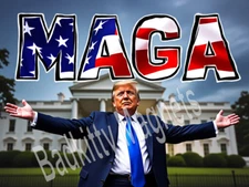 MAGA Flag Donald Trump 2024 White House Metal Fridge Magnet 3x4 7389