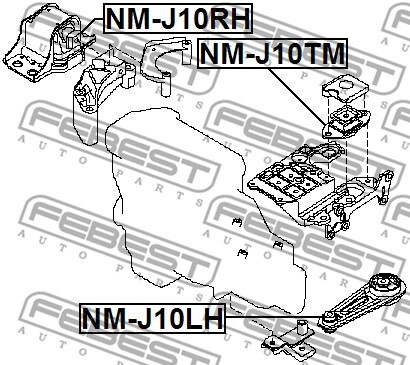 NM-J10TM FEBEST Mounting, manual transmission for ,DACIA,NISSAN,NISSAN (DFAC),RE