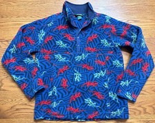 Vintage 90  s Kids L.L. Bean Fleece Pullover Snap-T Sweater L 14-16 Lizard Jacket