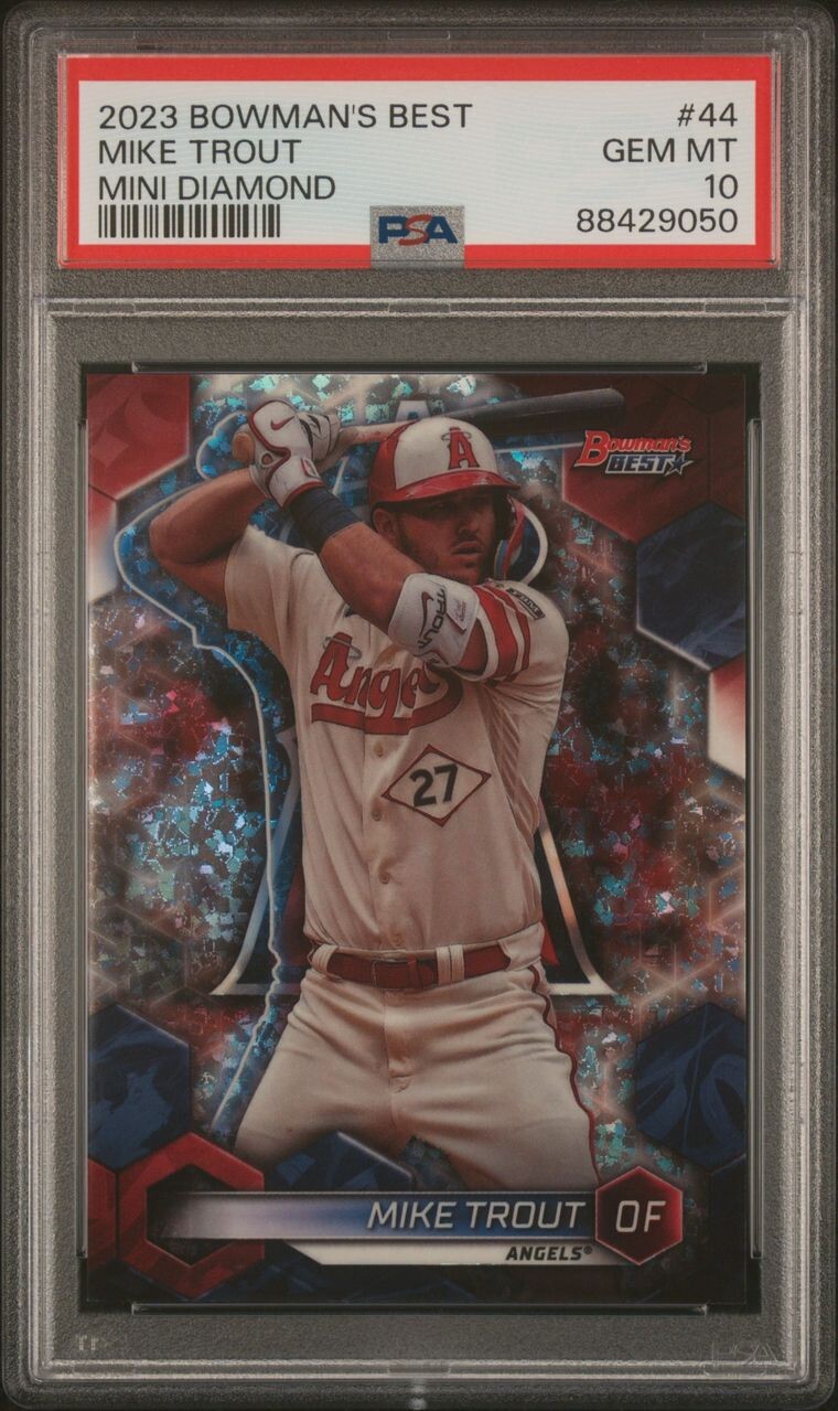 2023 Bowman's Best Mini Diamond Refractor /299 Mike Trout #44 PSA 10 GEM MT