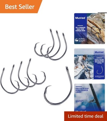 Lightweight & Strong Mustad Circle Hooks 5/0 - Black Nickel, 8 Count for Anglers