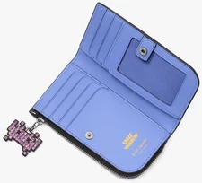 Kate Spade Space Invaders Small Slim Bifold Black Leather Wallet KI755 NWT F