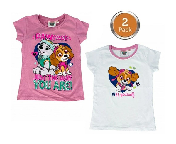 Paw Patrol Skye Und Everest T-Shirt 2Er Pack Rosa/Weiß MäDchen Gr. 110/116-image