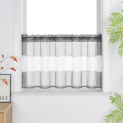 Voile Scheibengardine Hohl Bistrogardinen Küche Kurzstore mit Kräuselband Modern