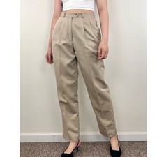 Vintage Talbots Beige Tan Pleated Tapered Pants Trousers
