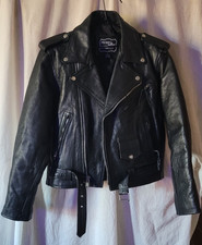 Discount Genuine Leather Biker Jacket Size 36 Buckle Zippers Snaps Ride Protect
