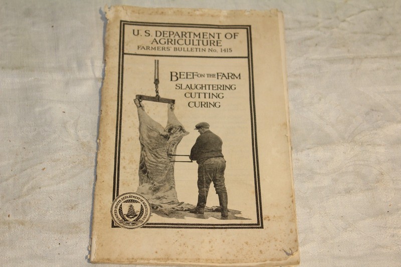 1936 US Dept. Agriculture slaughtering beef farmers bulletin no 1415 vintag