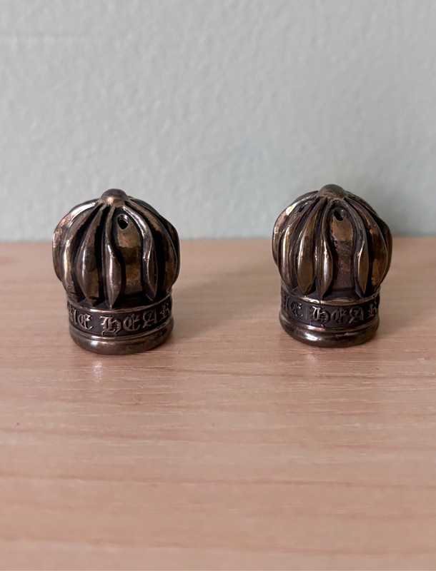 Chrome Hearts Sterling Silver Salt & Pepper Shakers Set Authentic w/ Pouch