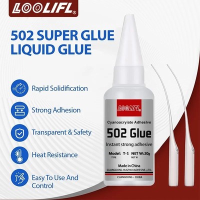 LOOLIFL 502 Super Glue Quick Dry Cyanoacrylate Strong Adhesive for Metal Rubber