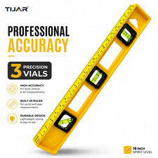 16&rdquo; Spirit Level 3 Dial Bubble Level Measuring Ruler DIY Tool Heavy Duty Yellow