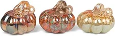 Transpac Autumn Speckle Pumpkin Multicolored 5 x 5 Glass Harvest Figurines 3pc