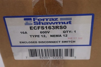 MERSEN FERRAZ SHAWMUT ECFS163RS0 ENCLOSED 508D SWITCH - STOCK GF575