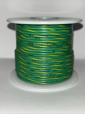 18 AWG UL1007   Flexible Stranded Green with Yellow Stripe PVC 100 ft. Spool