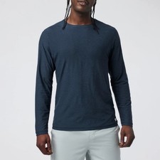 VUORI Long Sleeve Strato Tech Tee In Navy Heather Size Medium