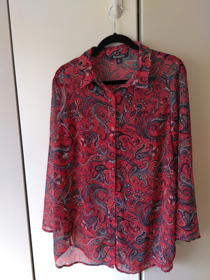 Womens Floral Paisley Print Semi Sheer Button Down Top Size 16  Elegant Office