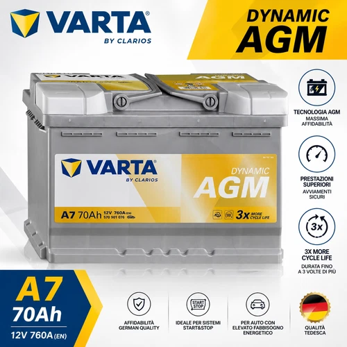 AUDI VARTA DYNAMIC AGM A7 12V 70AH 760A AGM START&STOP CAR BATTERY