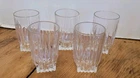 5 Vintage Ribbed Juice Glasses  3 1/2" X 2 1/4" Square Base Depression Era
