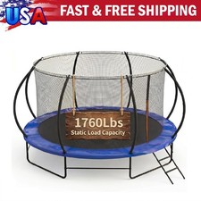 Trampoline for Kids  Adults, 14FT Outdoor Trampoline w/ Enclosure Net  Ladder