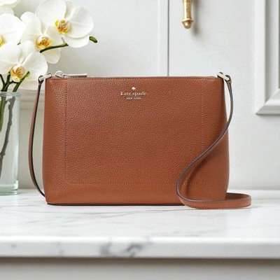 Kate Spade Leila Crossbody Purse in Warm Gingerbread Pebbled
