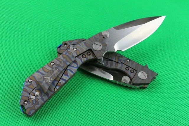 Doc Anodized Titanium Handle Big Heavy Duty Thick D2 Steel Blade Pocket Knife - Image 3 of 4