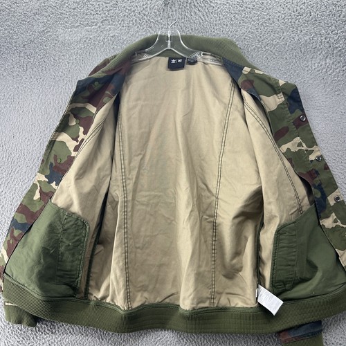 Adidas Ivy Park Jacket Mens XL Camo Green Snap Front Military Bomber Style Patch - 第 9/11 張圖片