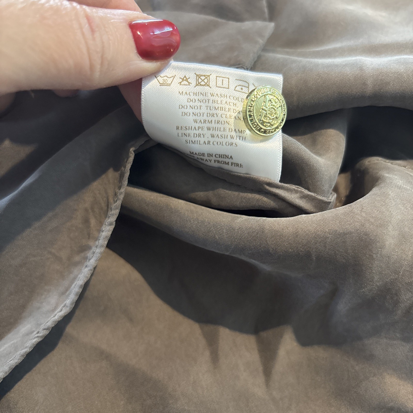 Holland Cooper Cupro Shirt Military Button Shirt khaki Blouse Size 10 Taupe Blog