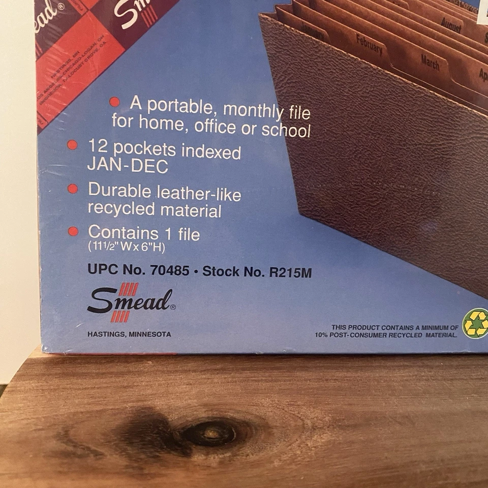 SMEAD #70485 12 Pocket Monthly Note Size Expanding File Leather Like Organizer - Image 2 of 2