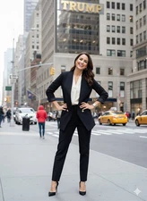 IVANKA TRUMP Black Open Front Blazer Jacket Woman’s ~ Size 4~GOLD BUTTON  Trim!!