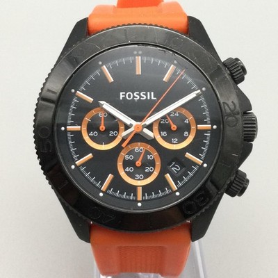 Fossil CH2873 Mens Watch 46mm Black Orange Chronograph 10ATM New