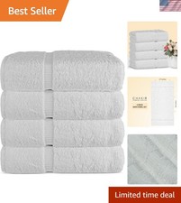 Cotton Turkish Towels Bath Towels 4-Piece Set 27x54 Inches White Absorbent
