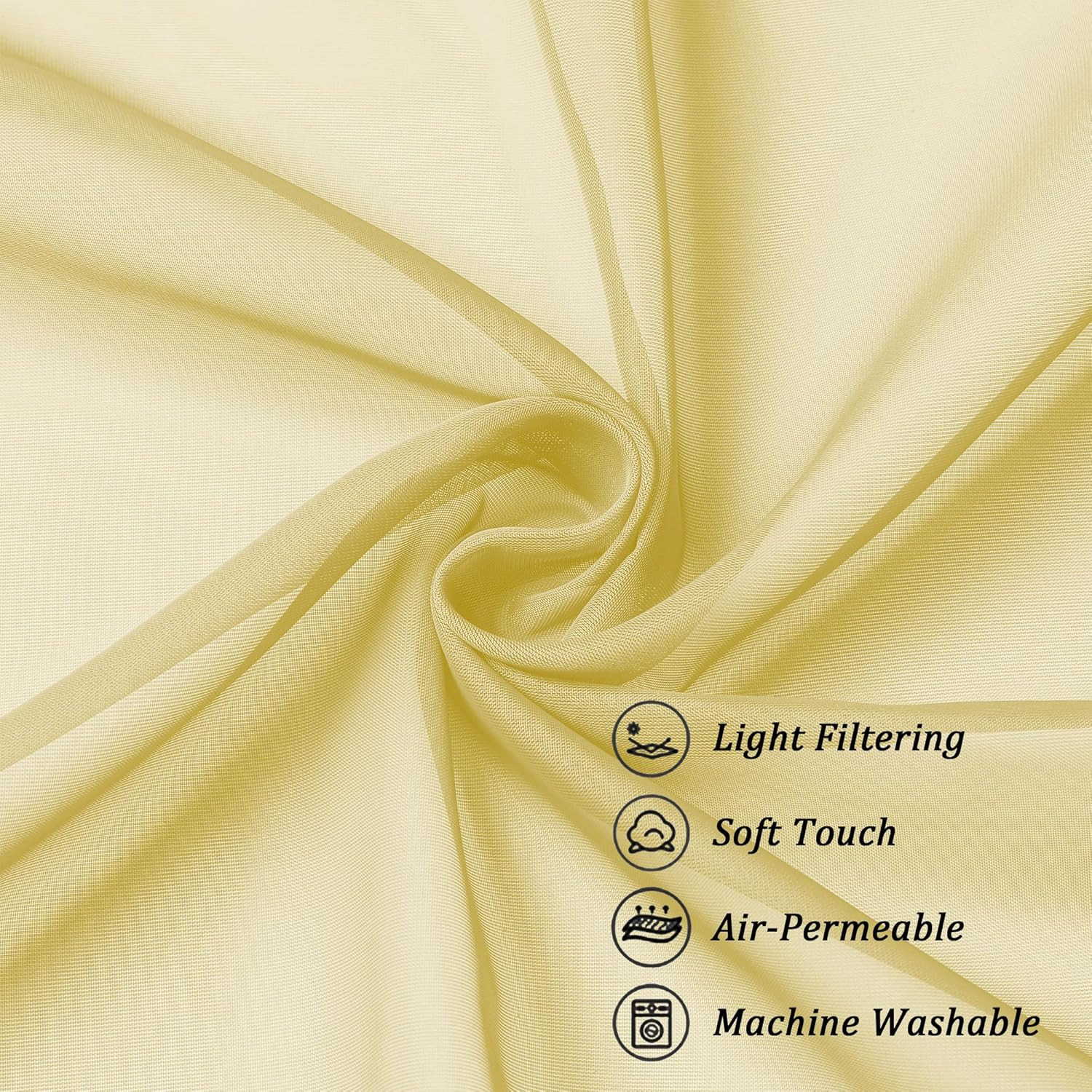 Sheer Yellow Tier Curtains 24 Inch Length, Small Window Curtains Treatment for B