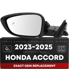 Driver Side Mirror For Honda Accord Power Non-Heated Manual Fold Flat Blind -...