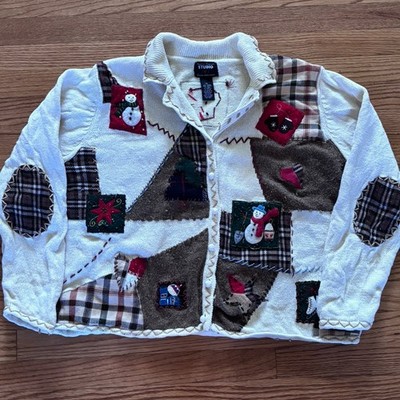 Vintage Design Original Studio Joy Women's XL Christmas Embroidered Cardigan