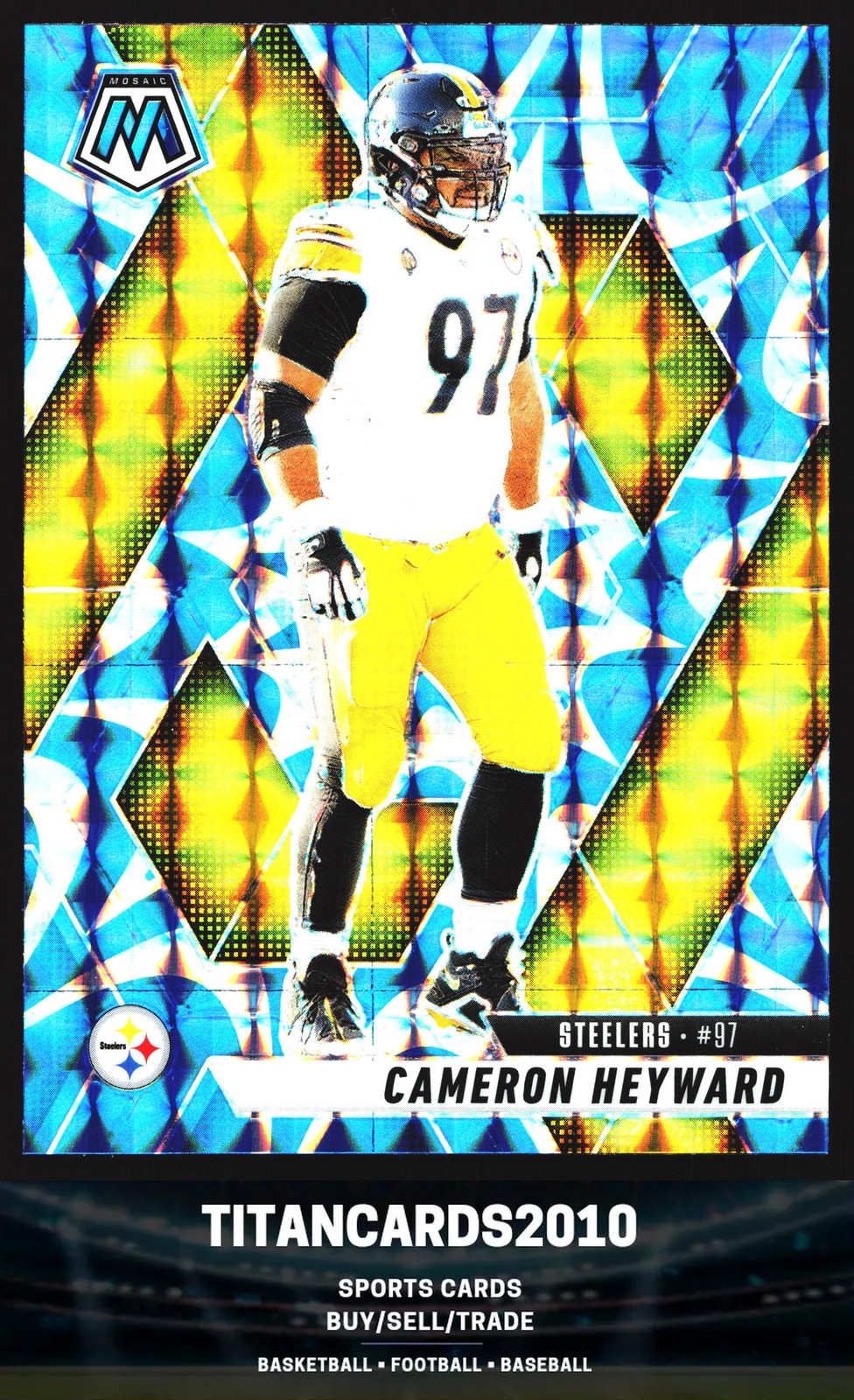 Cameron Heyward 2025 Panini Mosaic Blue Reactive Prizm Pittsburgh Steelers #172