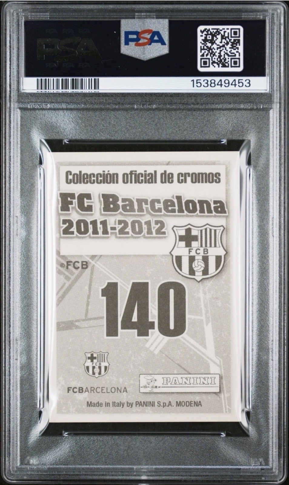 Lionel Messi 2011-12 Panini FC Barcelona Autografo Auto #140 PSA 9 Mint view 2