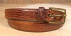 Trafalgar Mens Belt Burnished Java Lizard Brown Sz 34 Brass Buckle