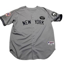 New York Yankees Jersey Mens 54 Gray MLB Baseball Derek Jeter Memorial Patches