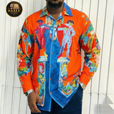 Button Down Shirt Men Casual European Silk Dress Shirt Long Sleeve Shirts Men