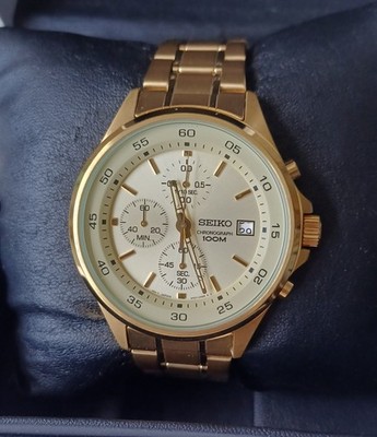 【希少】SEIKO Chronograph 200M ゴールドカラー 腕時計 Seiko 4T57-00E0 Chronograph Gold Tone Champagne Dial Quartz Watch