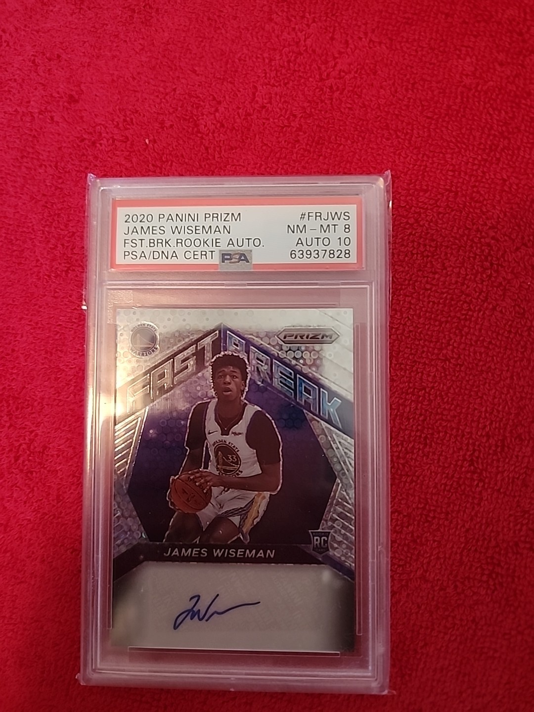 2020-21 James Wiseman Fast Break Disco Autograph Prizm PSA 8 FR-JWS Auto-10