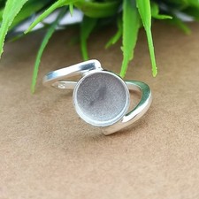 925 Sterling Silver 12mm Round Bezel Cup Ring Blank DIY Cabochon Setting Gift