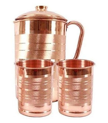 100% Pure Copper Water Jug Copper Pitcher with 2 Tumbler Health Benefits 1.5 Ltr