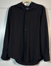Chaps Mens Dress Shirt Black 4-Way Stretch Regular Fit Long Sleeve S 14/33