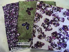 Pansy Noir fabric Kanvas by Benartex 3-1 yard cuts Purple green Group 1