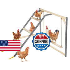 PETSFIT Chicken Perch for Coop-Solid Wood and Rustproof Iron Roosting Bar with S