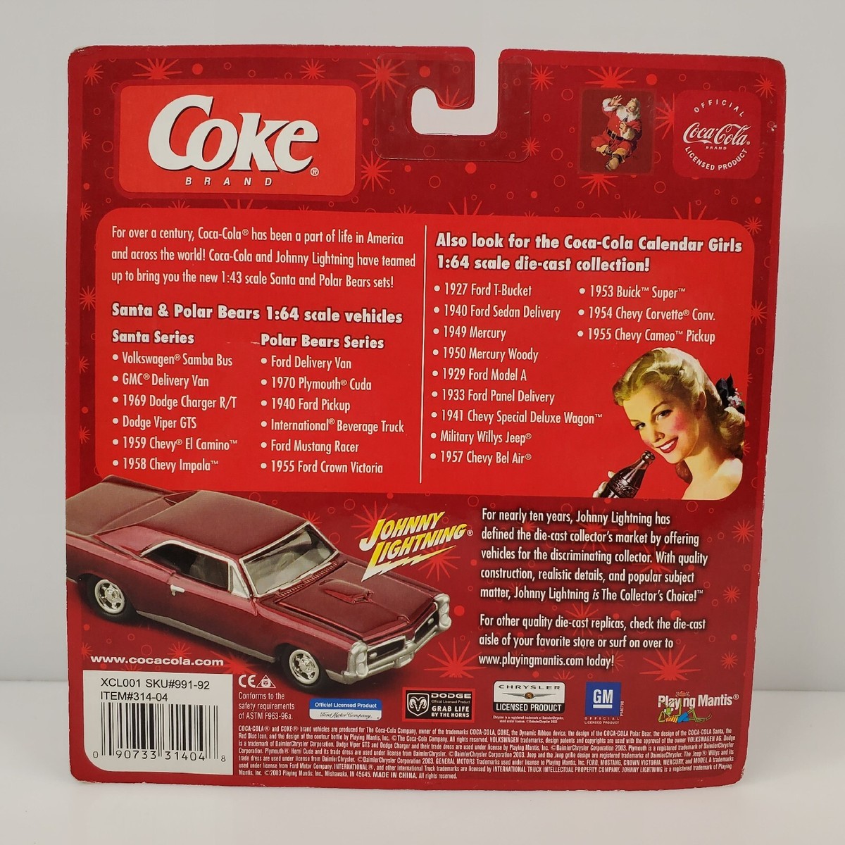 Rare Johnny Lightning Coca-Cola 1971 Ford Mustang White Lightning