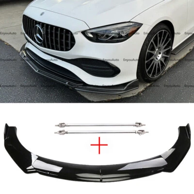 For Mercedes-Benz GLS450 GLS580 Front Bumper Lip Spoiler + Strut Rods Black - Image 1 of 4