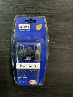 Ativa 3-in-one USB Adapter Kit Connect Computer to Digital Devices New sealed