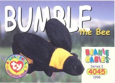 TY Beanie Babies BBOC Card - Series 1 Common - BUMBLE the Bee - NM/Mint