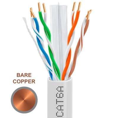 1000Ft Cat 6A Riser Ethernet Cable White | 10G, Cmr, 23Awg | Bare Copper 4052-N
